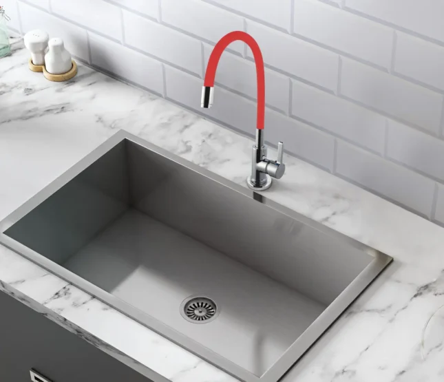 Sink Cock With Flexible Spout- Red