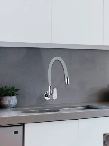 Sink Cock With Flexible Spout Wall Mount - Grey