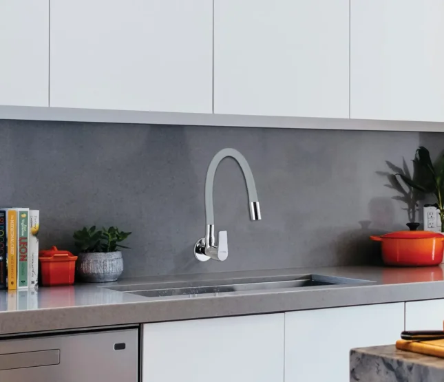 Sink Cock With Flexible Spout Wall Mount - Grey